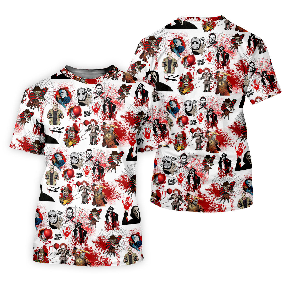 Horror Villain Blood Splatter Print Golf Tops For Men, Halloween Golf Shirt, Polo Shirts For Men, Golfing Apparel SH818