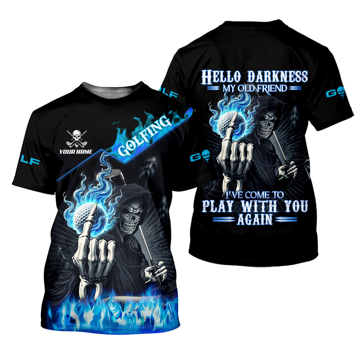 Hello Darkness My Old Friend Custom Men's Golf Polo Shirt, Hilarious Golf Shirt, Skeleton Golf Shirt SH818