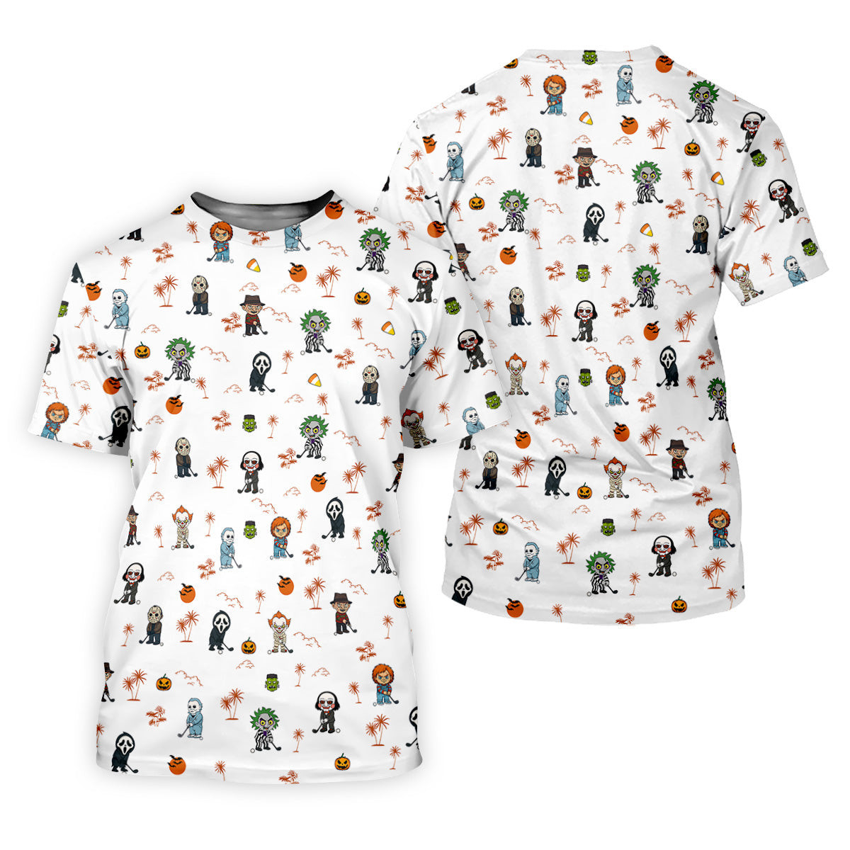 Horror Halloween Character Women's Hawaiian Golf Shirts, Womens Golf Tops, Horror Movie Shirt SH818