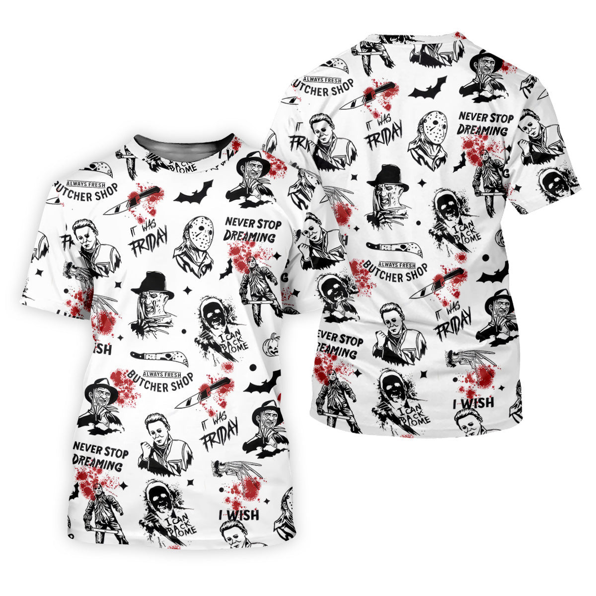 Horror Halloween Character White Golf Shirt, Ladies Golf Tops, Women's Polo Shirt SH818