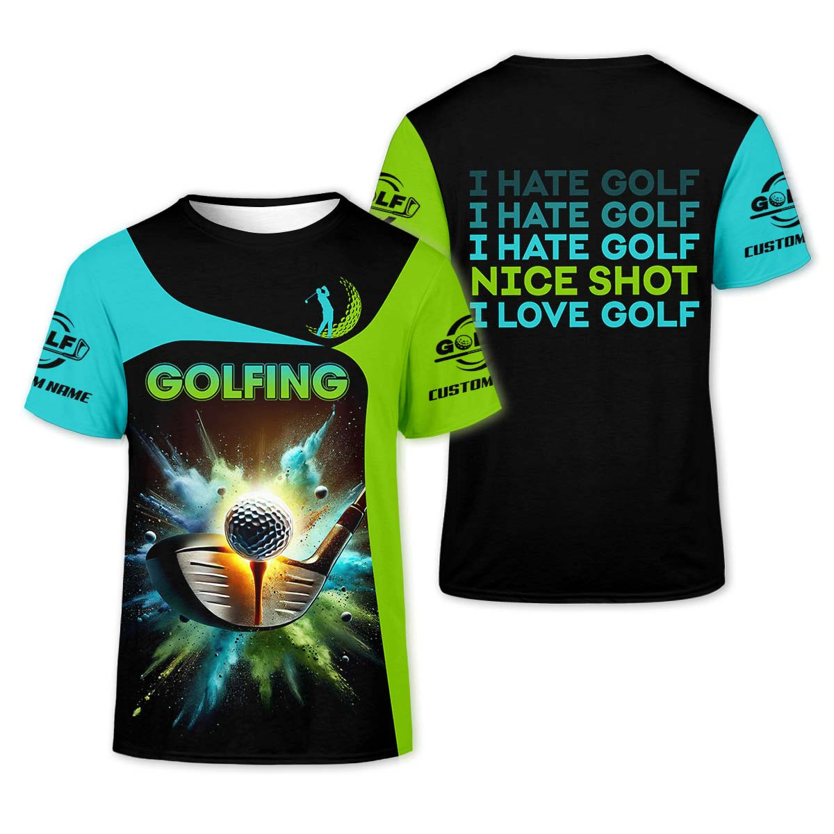 I Hate Golf Nice Shot I Love Golf, Custom Men's Golf Polo Shirt, Golfing Apparel, Gift For Golf Lover SH818