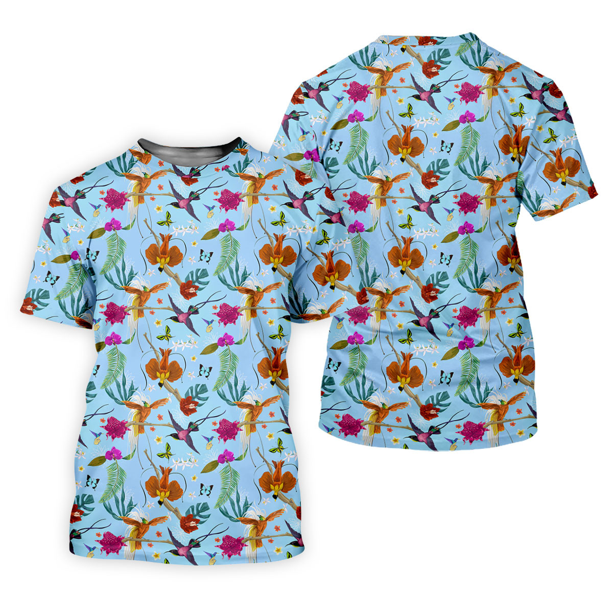 Hummingbird Paradise Golf Shirt, Tropical Flower Garden Pattern, Golf Shirt For Women SH818