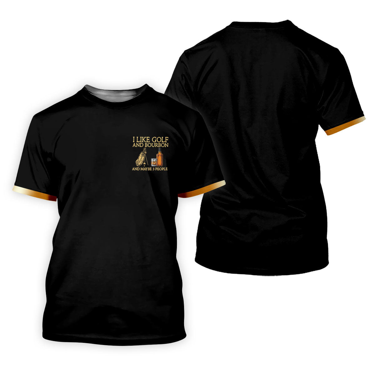 I Like Golf And Bourbon Black Golf Shirt, Golf And Whiskey Golf Shirts For Men, Men's Funny Golf Shirts SH818