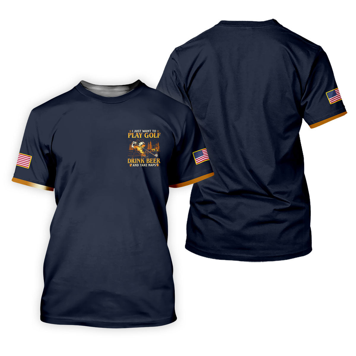I Just Want To Play Golf Drink Beer And Take Naps Navy Golf Shirt, Fun Women's Golf Shirts SH818