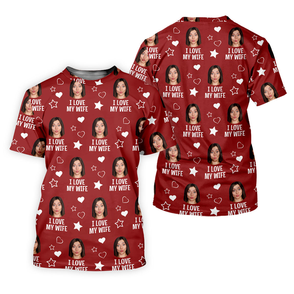 I Love My Husband Custom Face Red Golf Shirt, Fun Women's Golf Shirts, Valentines Golf Gift, Ladies Golf Shirts SH818