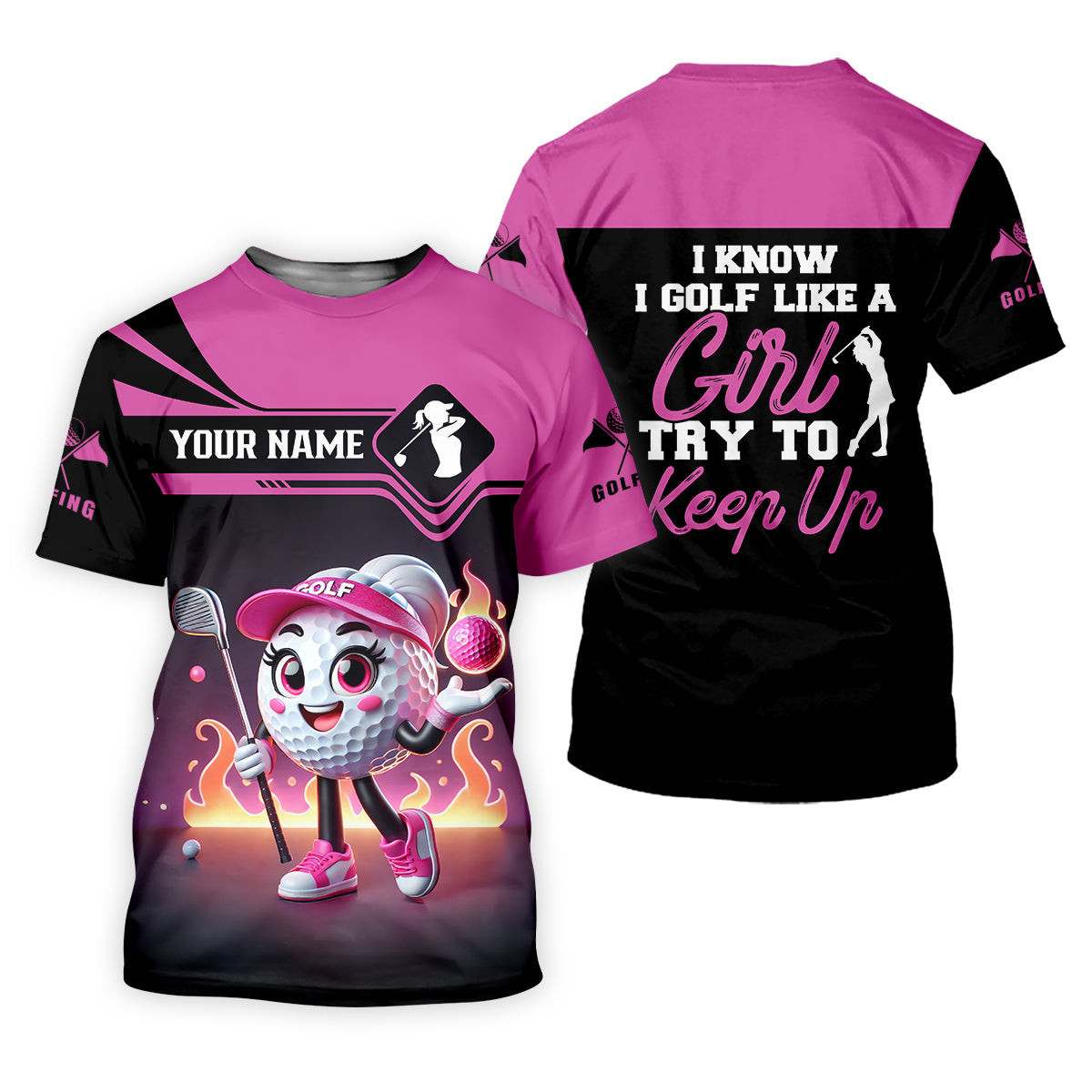 I Know I Golf Like A Girl Try To Keep Up Custom Funny Womens Golf Polo Shirt, Ladies Golf Shirt SH818