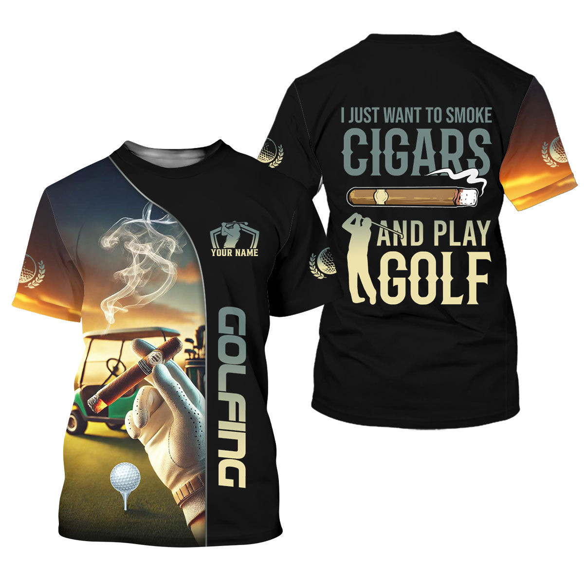 I Just Want To Smoke Cigars And Play Golf Personalized Men's Golf Polo Shirt, Christmas Golf Gift SH818
