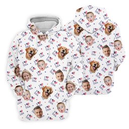 I Love USA Personalized Face Shirts, Men's Golf Polo Shirt, Patriotic Golf Polo Shirt, 4th Of July Shirt, USA Golf Shirt SH818