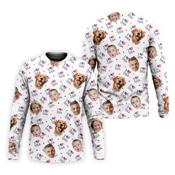I Love USA Personalized Face Shirts, Men's Golf Polo Shirt, Patriotic Golf Polo Shirt, 4th Of July Shirt, USA Golf Shirt SH818