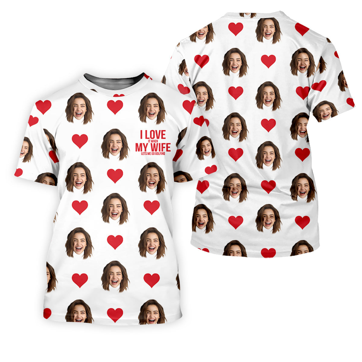 I Love My Wife Custom Photo White Golf Shirt, Valentines Golf Gift, Women Golf Top, Ladies Golf Polos SH818