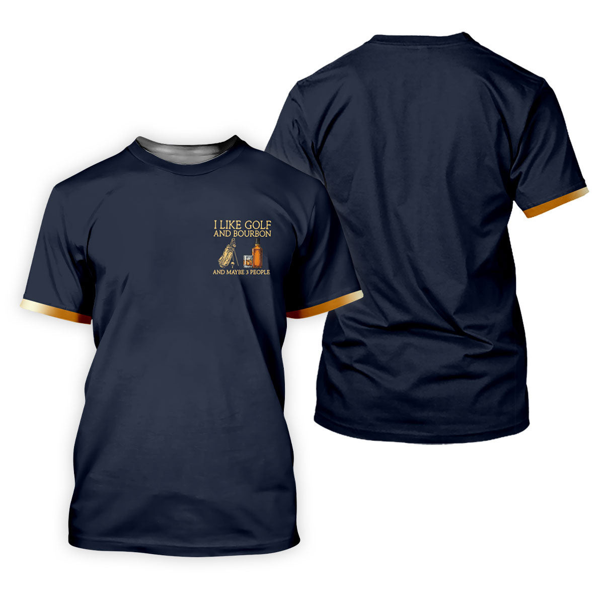 I Like Golf And Bourbon Navy Golf Shirt, Golf And Whiskey Golf Shirts For Men, Men's Funny Golf Shirts SH818
