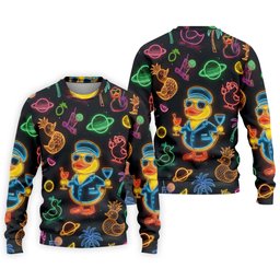 Jet Black Neon Duck Tropical Pattern Hawaiian Golf Shirt, Golf Shirts For Men, Polo Shirts For Men SH818