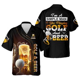 I'm A Simple Man I Like Playing Golf & Beer Custom Funny Golf Polo Shirt, Dad Golf Gifts SH818