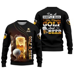 I'm A Simple Man I Like Playing Golf & Beer Custom Funny Golf Polo Shirt, Dad Golf Gifts SH818
