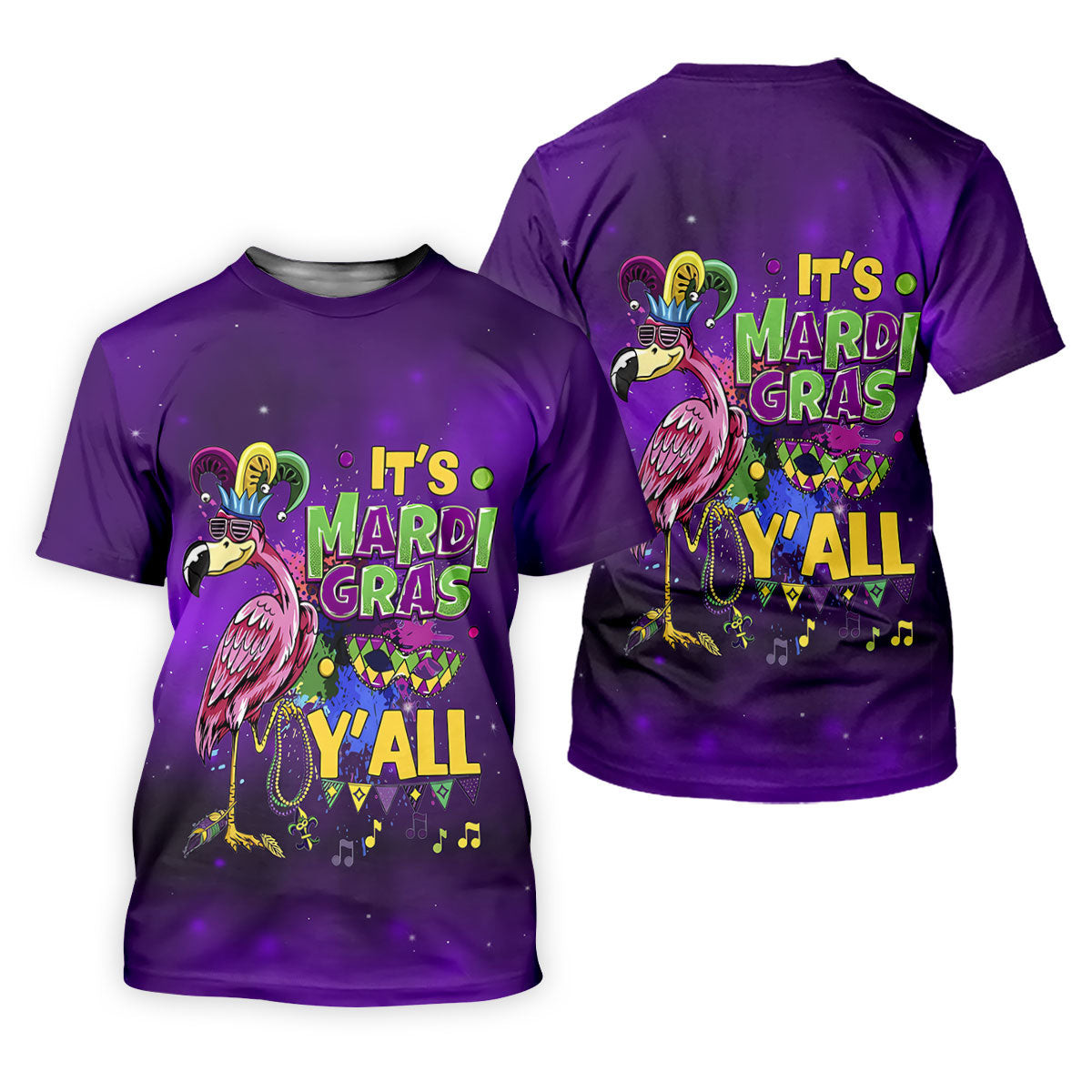 It's Mardi Gras Y'All Funny Flamingo Purple Golf Shirt, Polo Shirts For Men, Golf Shirts For Men SH818