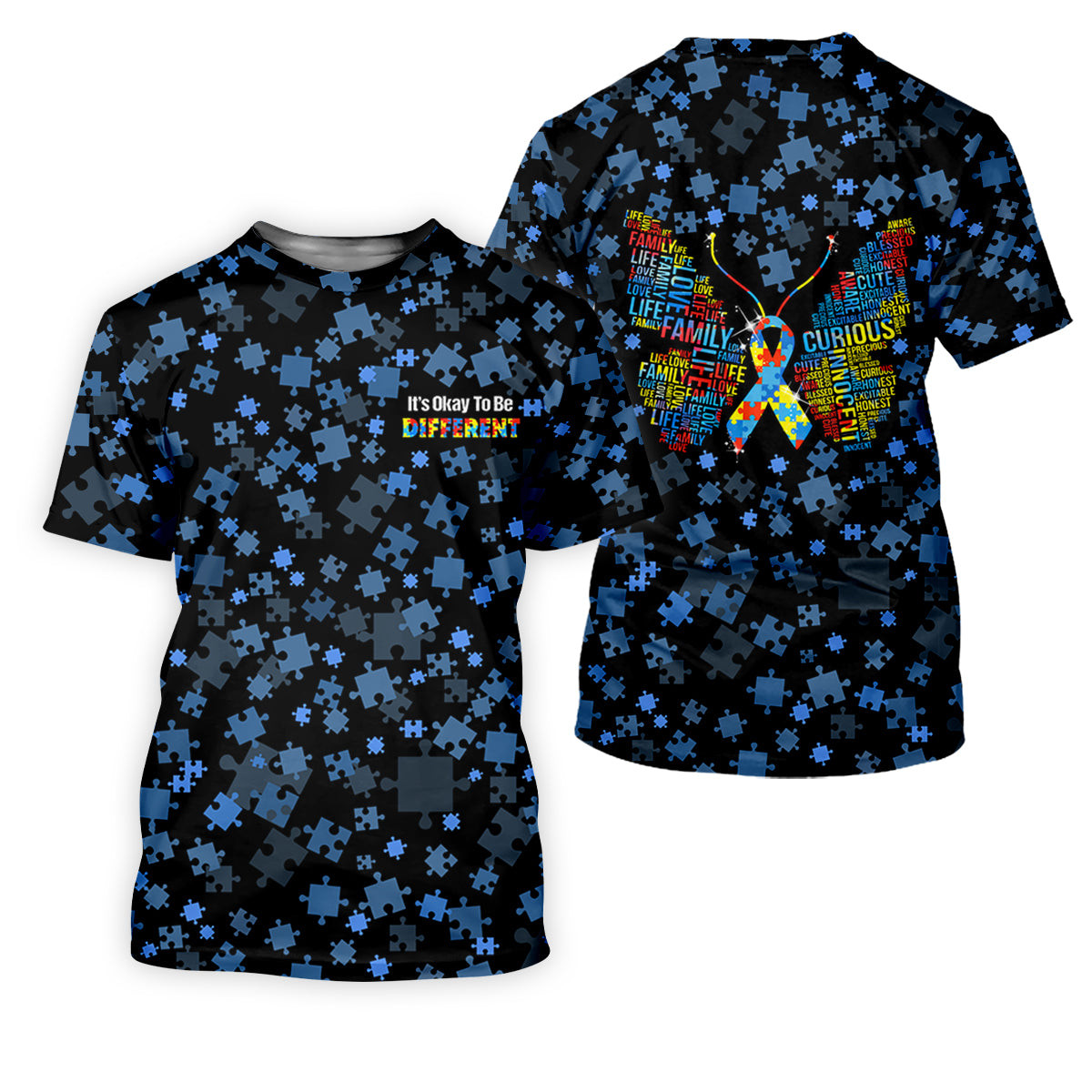 It's Okay To Be Different Autism Awareness Black And Blue Puzzle Pattern Ladies Golf Shirts, Golf Shirt For Women SH818