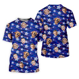 Independence Day Custom Shirts With Faces, Patriotic Golf Shirt, Men's Golf Polo Shirt, USA Golf Shirt SH818