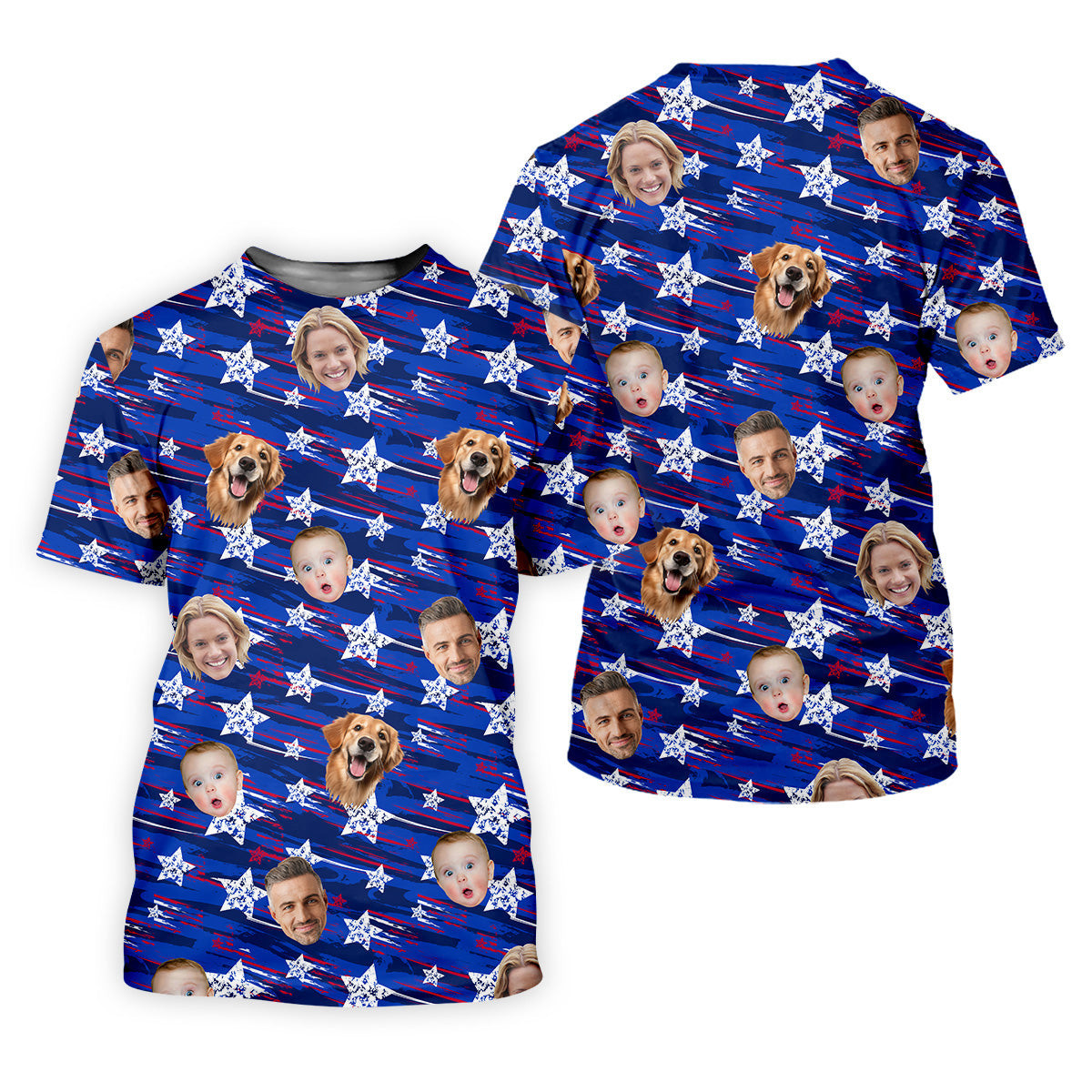Independence Day Custom Shirts With Faces, Patriotic Golf Shirt, Men's Golf Polo Shirt, USA Golf Shirt SH818