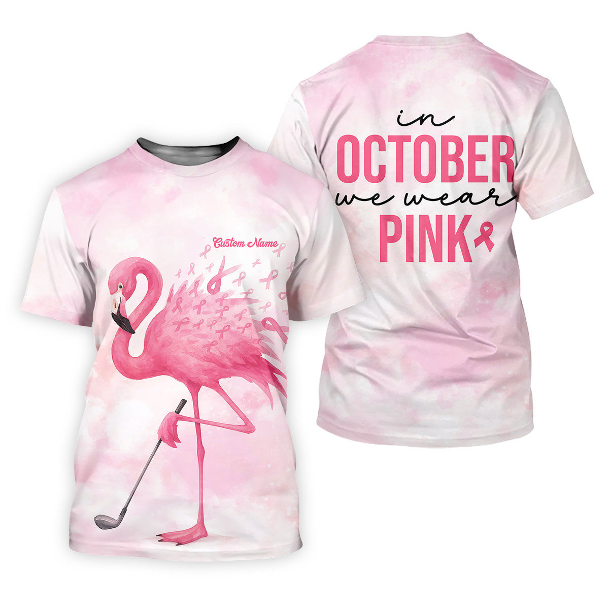 In October We Wear Pink Golf Shirt, Breast Cancer Awareness Shirts, Men Golf Polo Shirt, Golf Gift For Men SH818