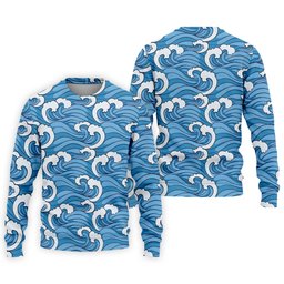 Japanese Wave Golf Shirt, Ocean Wave Pattern Men's Golf Polo, Polo Shirts For Men SH818