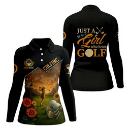 Just A Girl Who Loves Goft Custom Womens Golf Polo Shirt, Ladies Golf Shirts, Womens Golf Clothes SH818