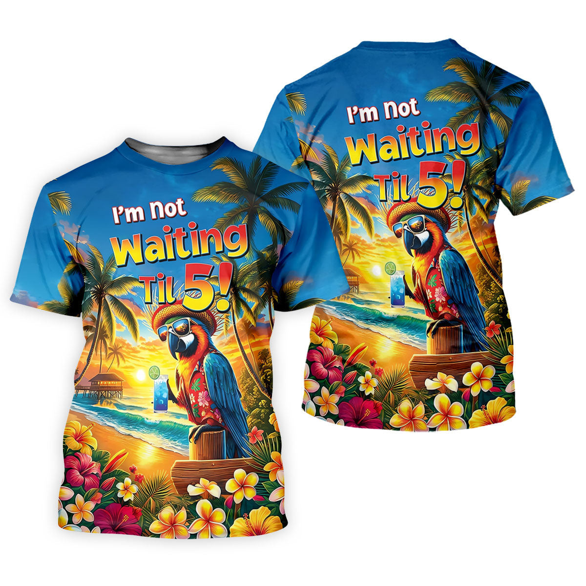 I'm Not Waiting Til 5 Funny Parrot Hawaiian Golf Shirt, Women's Golf Tops, Ladies Golf Shirts SH818