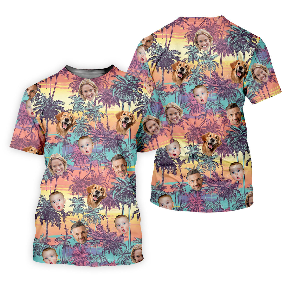 Ladies Palm Tree Shirt, Seamless Pattern, Hawaiian Shirts With Faces, Womens Sleeveless Polo, Ladies Golf Shirts SH818