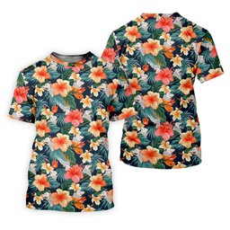 Large Hibiscus Flowers Tropical Vibe Ladies Golf Tops, Hawaiian Golf Shirts, Golf Shirt For Women SH818