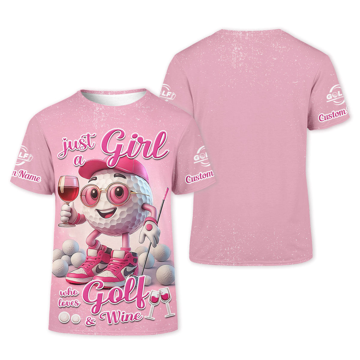Just A Girl Who Loves Golf And Wine Custom Womens Golf Polo Shirt, Womens Golf Gifts SH818