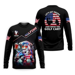 Let's Get Drunk And Drive The Golf Cart Custom Men's Golf Polo Shirt, Funny Golf Shirt, Dad Golf Gift SH818