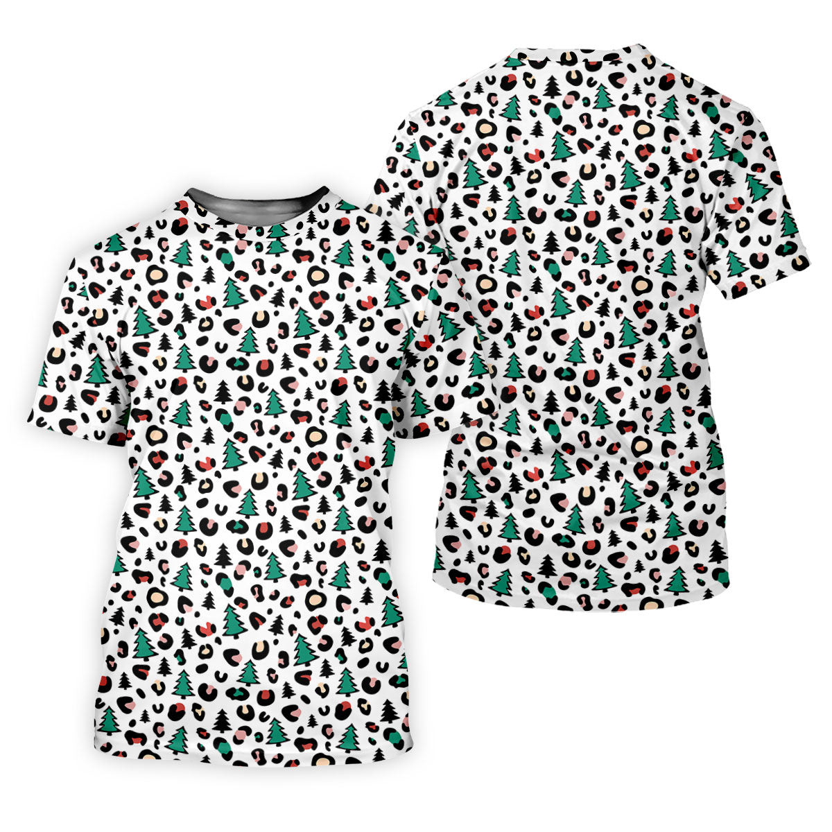 Leopard Pattern Xmas Pine Tree Women's Golf Shirts, Christmas Golf Shirt, Cute Golf Outfit, Ladies Golf Polos SH818