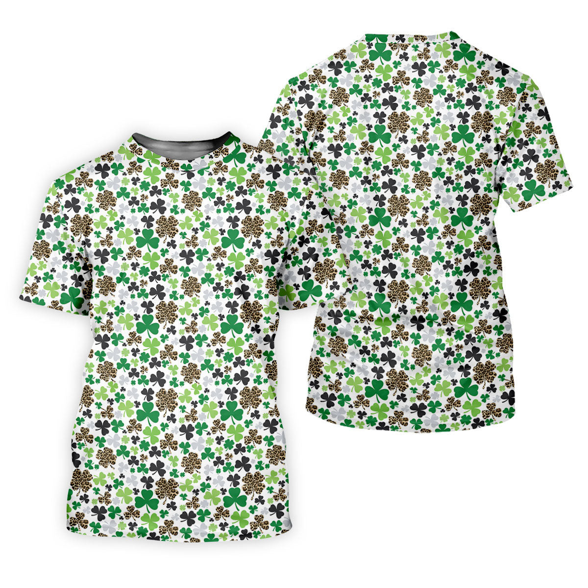 Leopard Pattern St Patrick's Day Shamrock Golf Shirt, Fun Golf Shirts For Men, Polo Shirts For Men SH818
