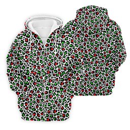 Leopard Pattern Xmas Pine Tree Green And Red Golf Tops For Men, Christmas Golf Shirt, Polo Shirts For Men SH818