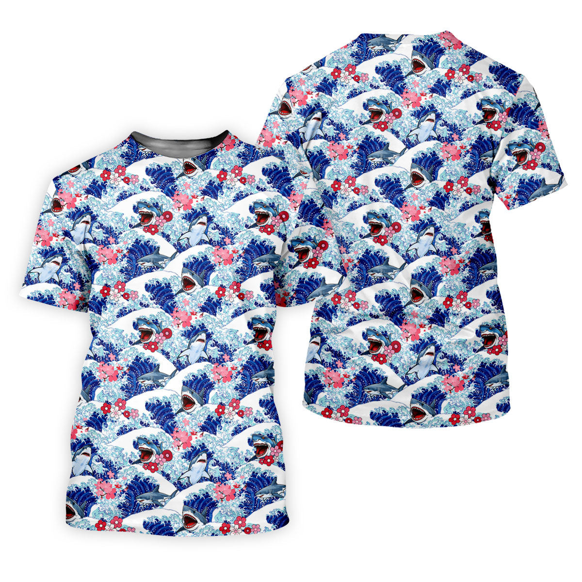 Japanese Shark Wave Sakura Golf Shirt, Women's Golf Tops, Golf Shirts For Women, Women's Golf Apparel SH818