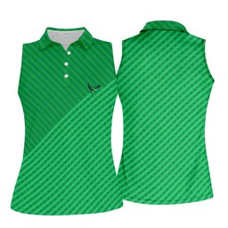 Lawn Mower Green Cross Stripe Women's Golf Tops, Ladies Golf Shirts, Women's Polo Shirt SH818