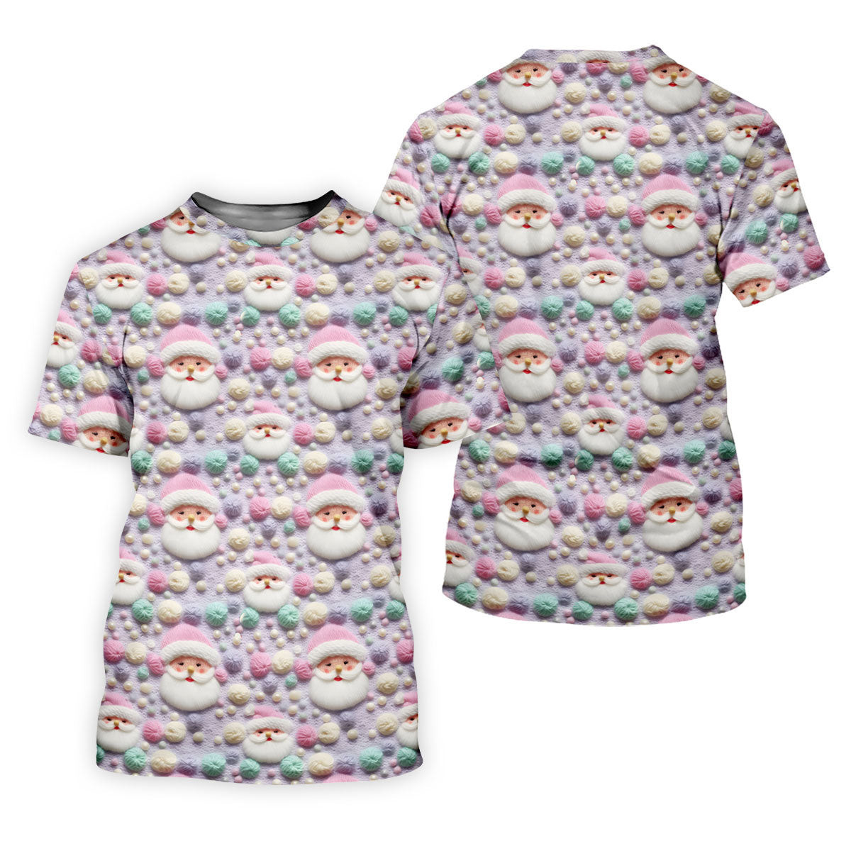 Knit Santa Pastel Pattern Women's Golf Tops, Christmas Golf Shirt, Cute Golf Outfit, Ladies Golf Shirts SH818