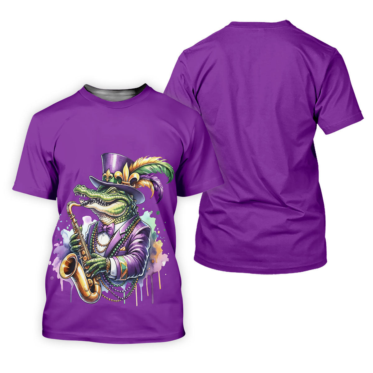 Mardi Gras Alligator Playing Saxophone Purple Golf Shirt, Women's Golf Tops, Ladies Golf Shirt SH818