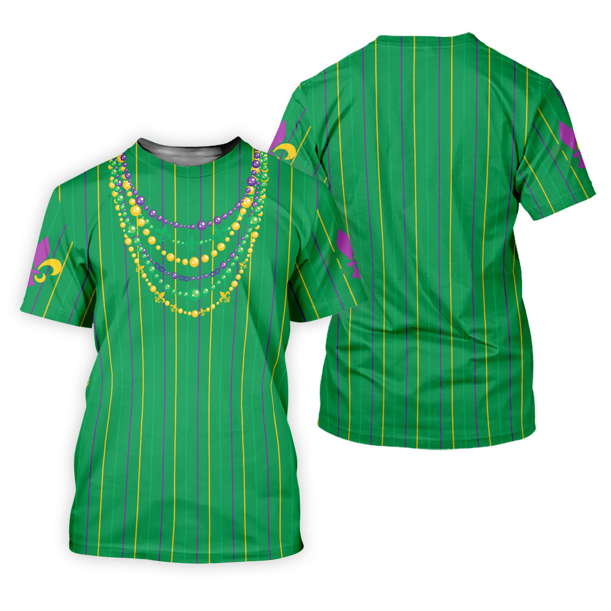 Mardi Gras Beads Necklaces Print Green Golf Shirt, Women's Golf Shirts, Ladies Golf Polos, Golf Shirt For Women SH818