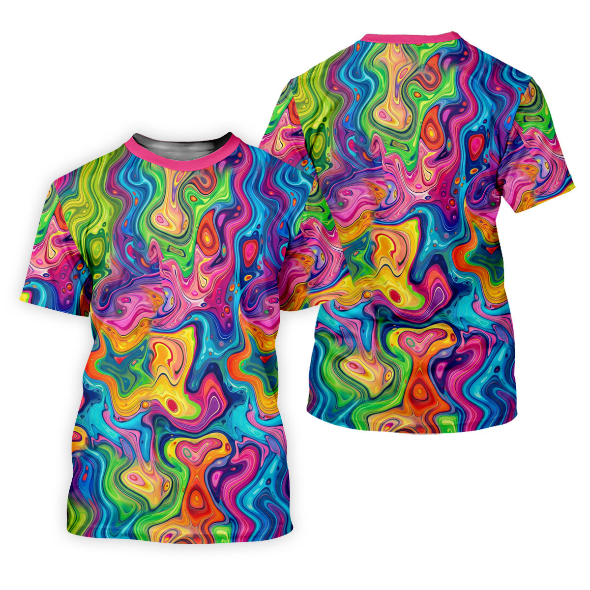 Liquid Marble Colorful Print Retro Golf Shirt, Women's Golf Tops, Ladies Golf Polos SH818