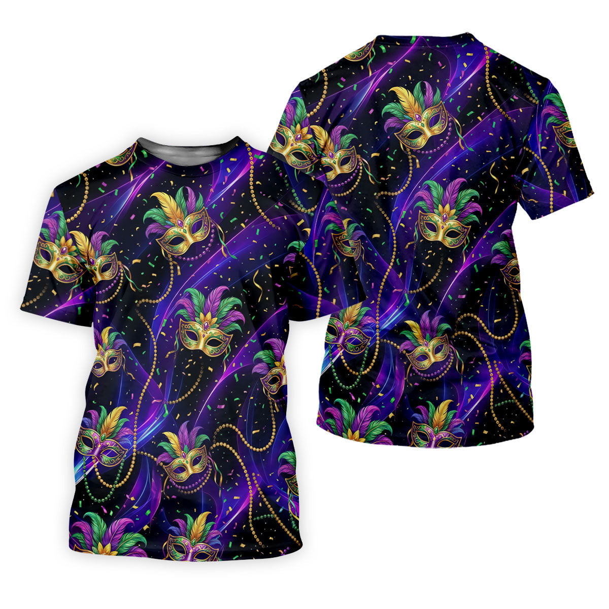 Mardi Gras Carnival Mask Neon Purple Black Golf Shirt, Women's Golf Tops, Ladies Golf Shirts SH818