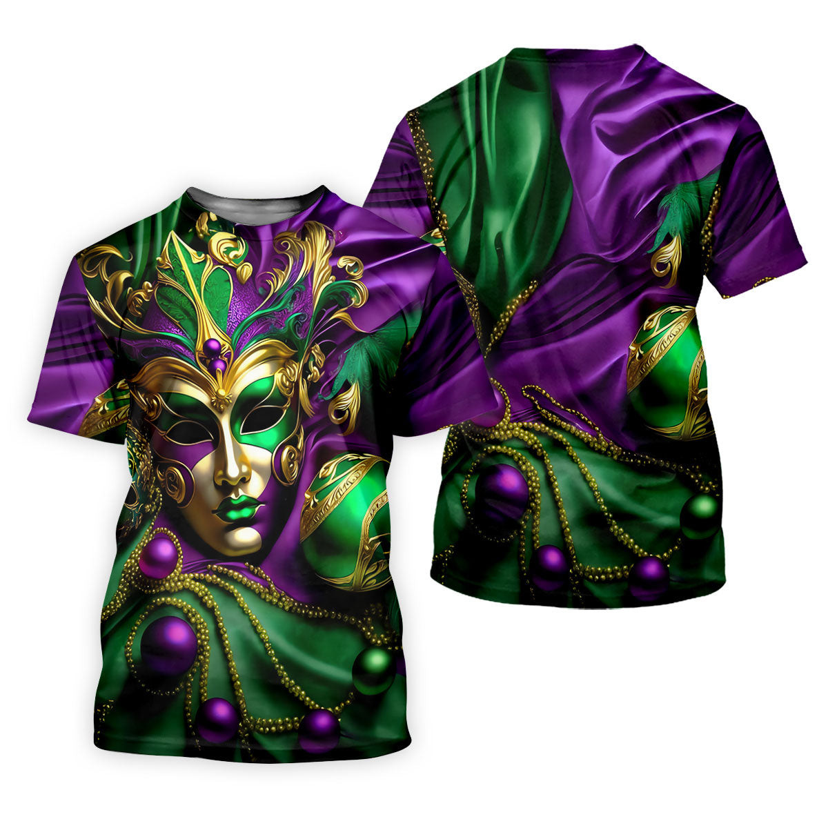 Mardi Gras Face Mask Purple Green Gold Women's Golf Tops, Ladies Golf Polos, Women's Polo Shirt SH818