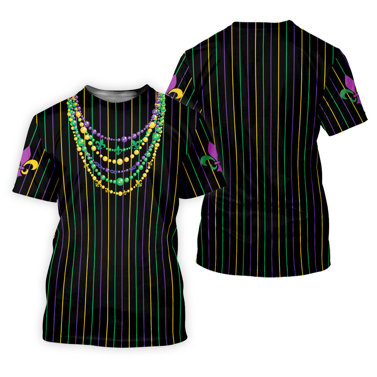 Mardi Gras Beads Necklaces Print Black Golf Shirt, Women's Golf Shirts, Ladies Golf Polos, Golf Shirt For Women SH818