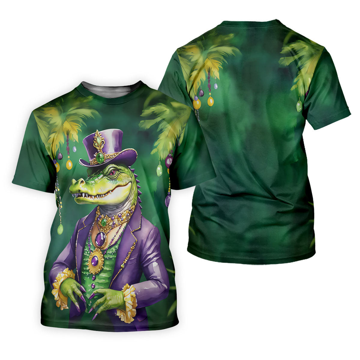Mardi Gras Alligator Green Golf Shirt, Men's Funny Golf Shirts, Polo Shirts For Men, Golf Shirts For Men SH818