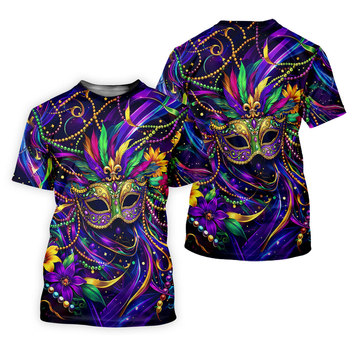 Mardi Gras Beads Ribbons Feather Masquerade Mask Print Golf Shirt, Polo Shirts Womens, Ladies Golf Shirt SH818