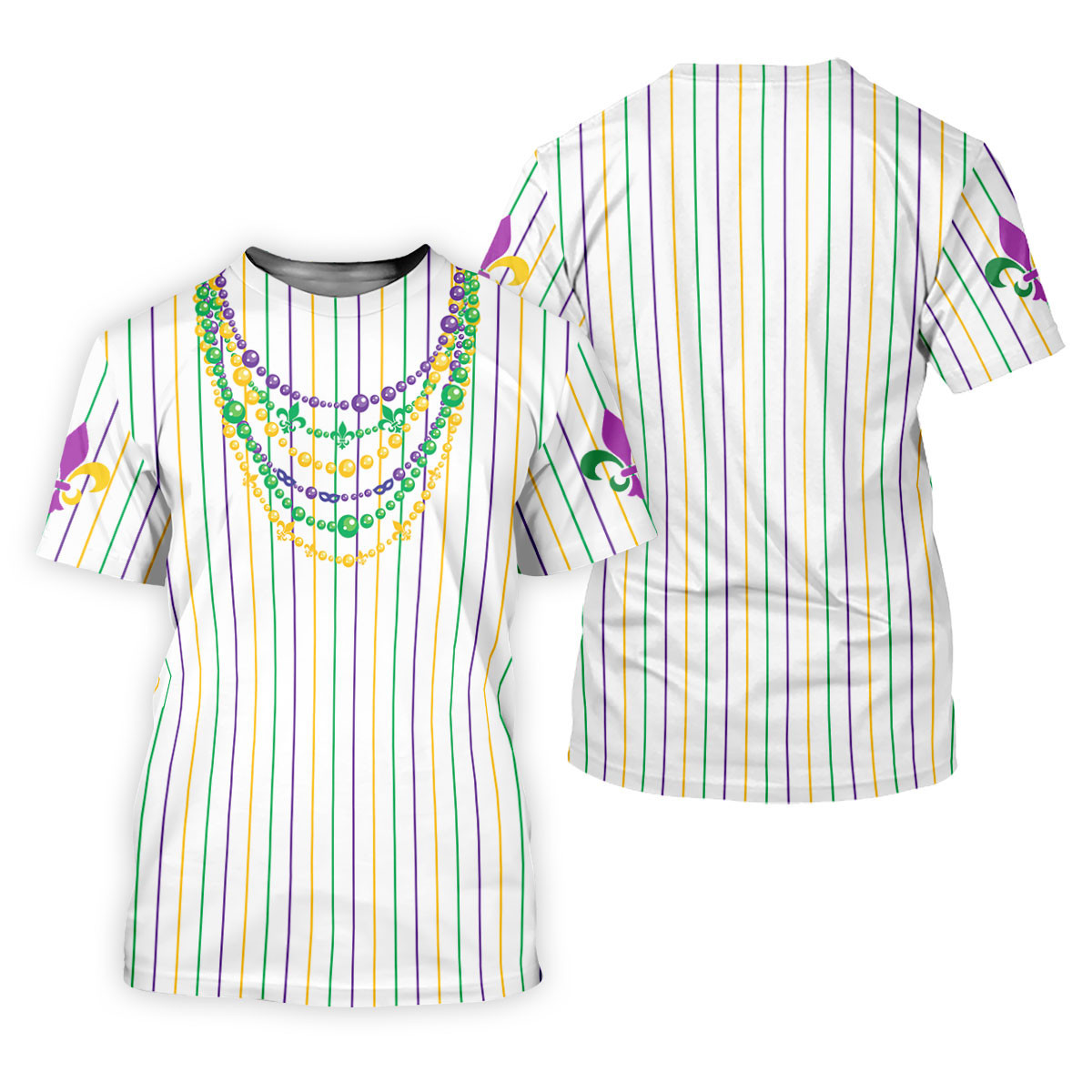 Mardi Gras Beads Necklaces Print White Golf Shirt, Women's Golf Shirts, Ladies Golf Polos, Golf Shirt For Women SH818