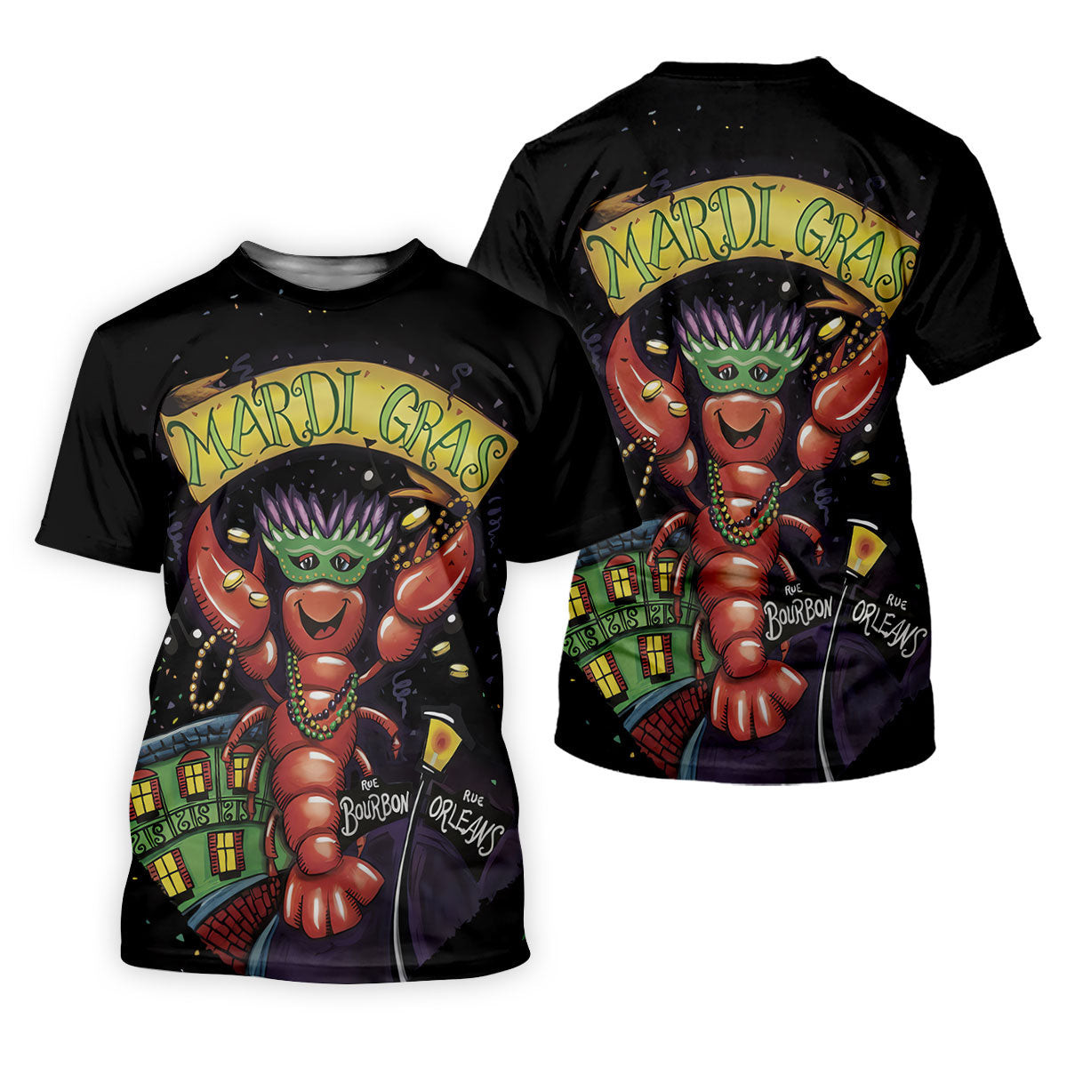 Mardi Gras Crawfish Rue Bourbon Black Golf Shirt, Women's Golf Tops, Ladies Golf Shirt SH818