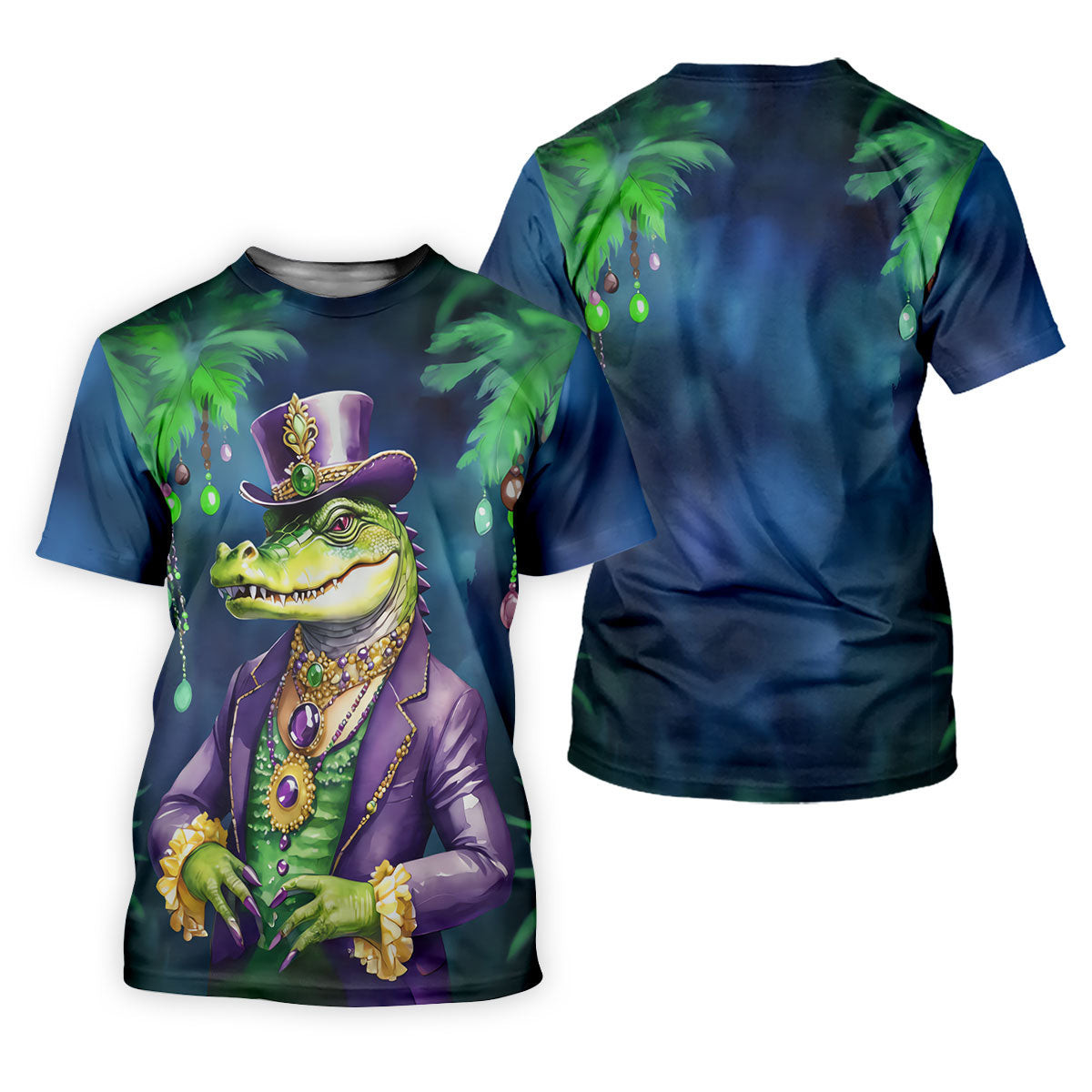 Mardi Gras Alligator Navy Golf Shirt, Men's Funny Golf Shirts, Polo Shirts For Men, Golf Shirts For Men SH818