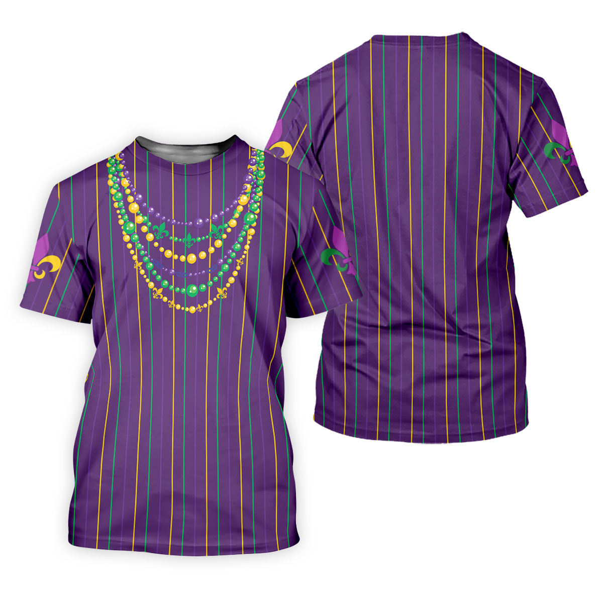 Mardi Gras Beads Necklaces Print Purple Golf Shirt, Women's Golf Shirts, Ladies Golf Polos, Golf Shirt For Women SH818