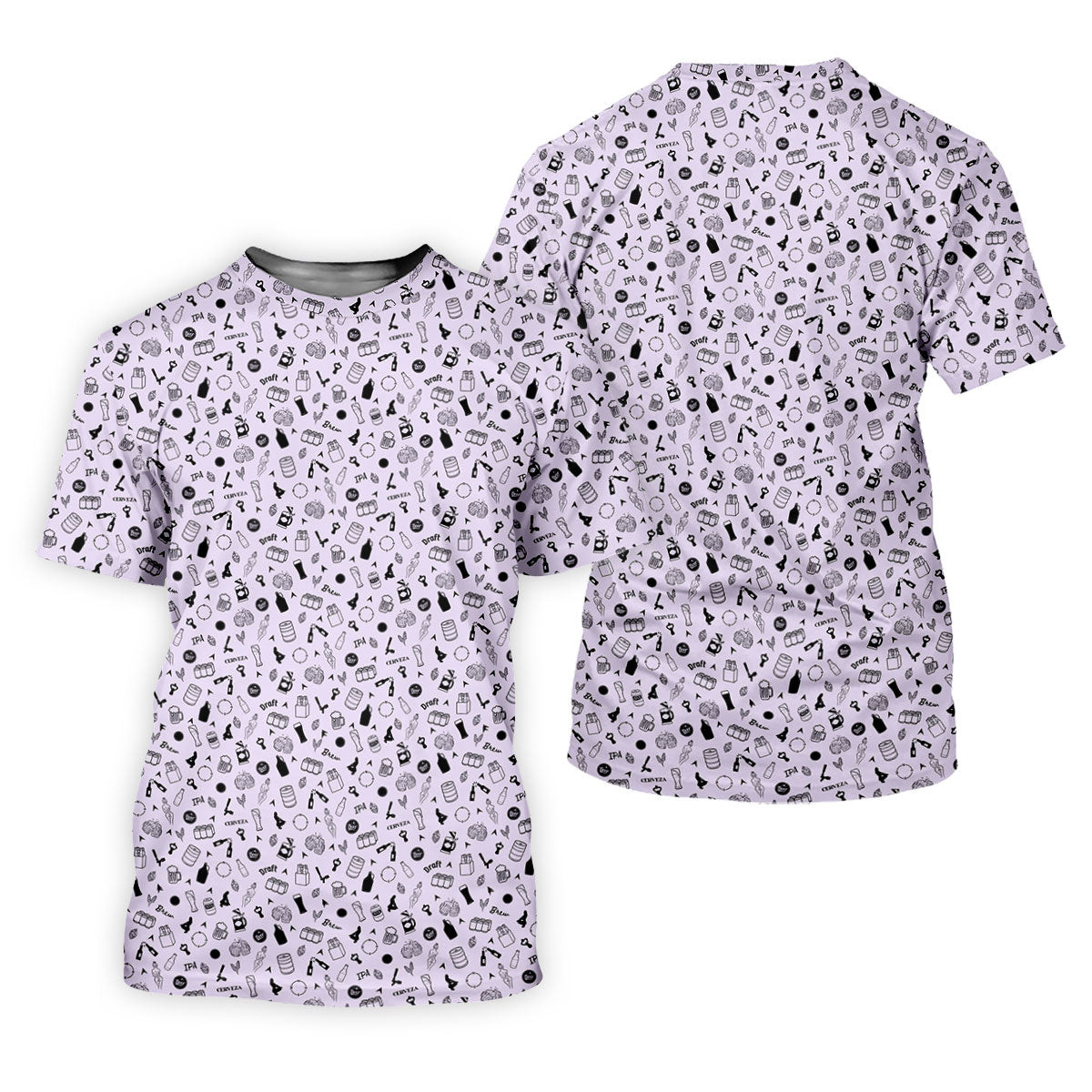 Light Purple Beer Brewing Icons Pattern Polo Shirt, Women's Golf Apparel, Performance Golf Shirt SH818