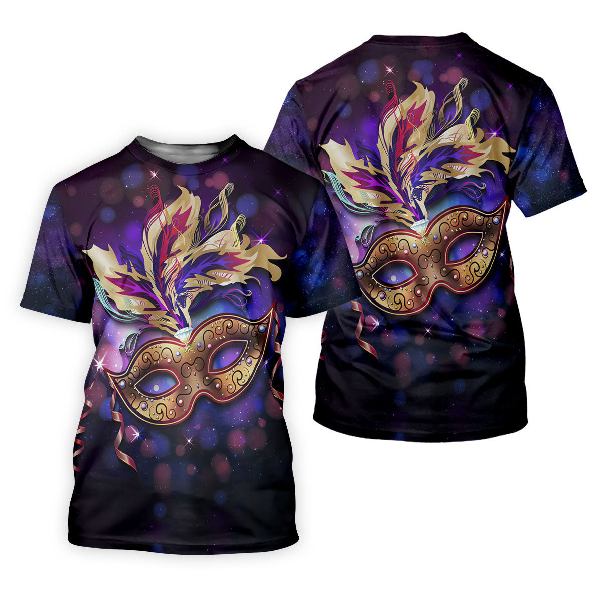 Mardi Gras Mask Feather Ribbon Purple Golf Shirt, Women's Golf Tops, Ladies Golf Shirt SH818